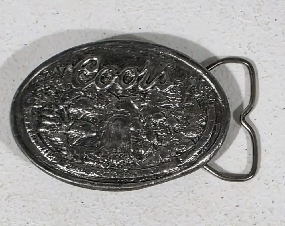 Vintage Coors Beer Rocky Mountain Waterfall Belt Buckle Bottle Opener Made USA